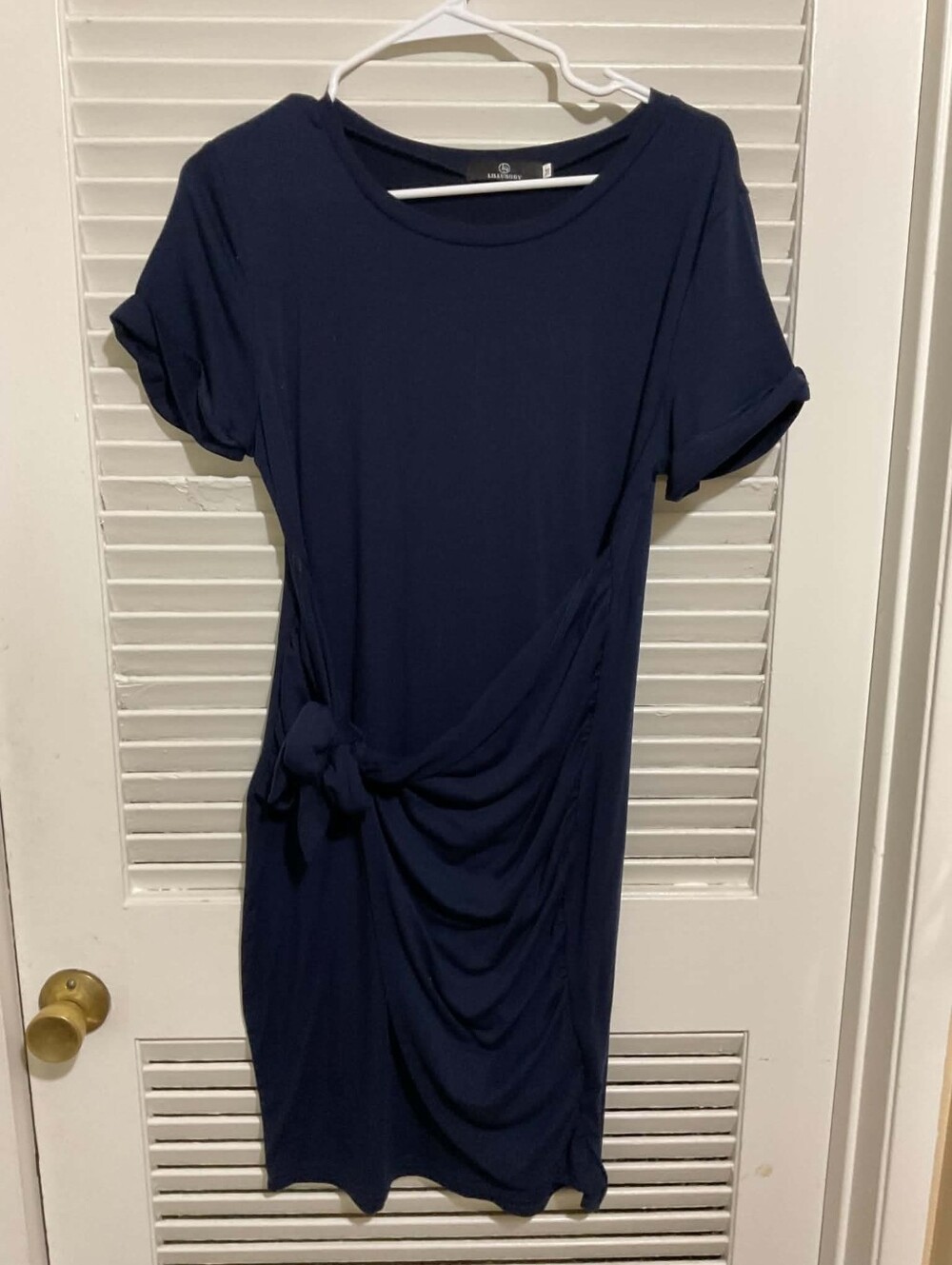 Casual Navy Knot-Front T-Shirt Dress